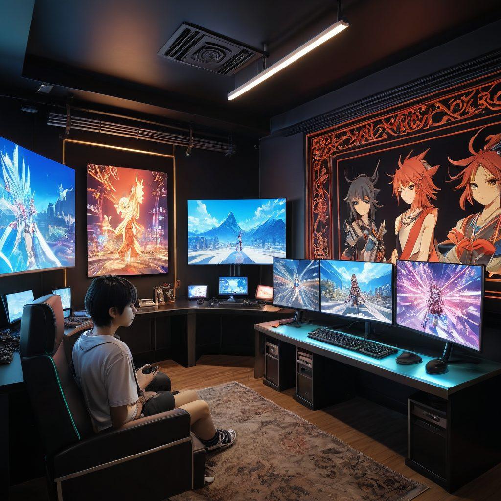 A visually captivating scene depicting the transformation of hentai games into real-life experiences, featuring a split background: one side showcasing vibrant, anime-inspired graphics of classic adult games, and the other side illustrating a more mature, immersive virtual reality setup with characters coming to life. Include elements like an intricate gaming setup, fantasy characters, and a hint of technology. The overall color palette should be bright and engaging, transitioning from colorful to more realistic tones. super-realistic. vibrant colors. 3D.