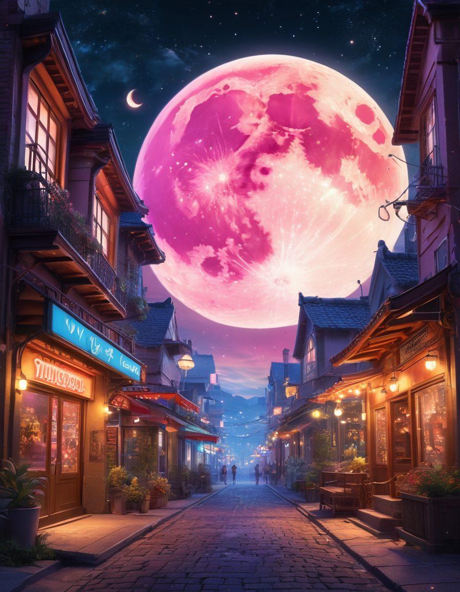 A vivid scene of an anime-inspired fantastical world, featuring colorful and alluring characters in dynamic poses, surrounded by iconic elements from popular hentai games and anime culture. Include subtle hints of adult entertainment like stylized props and glowing neon signs, blending creativity and fantasy seamlessly. Incorporate a whimsical sky filled with stars and a moon for a dreamlike atmosphere. vibrant colors. super-realistic. digital art.